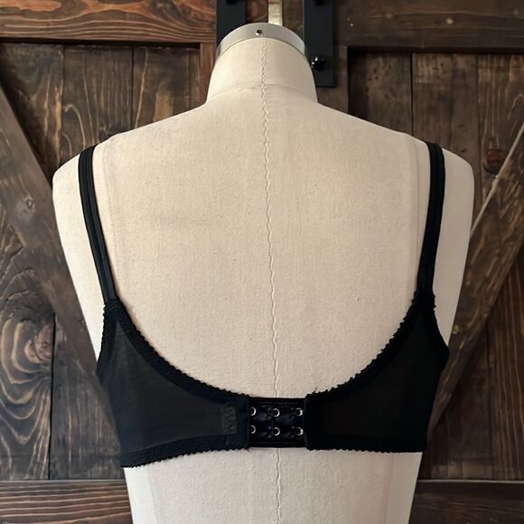 Vassarette Vintage  satin mesh Transparent black bra 36B - Picture 4 of 9